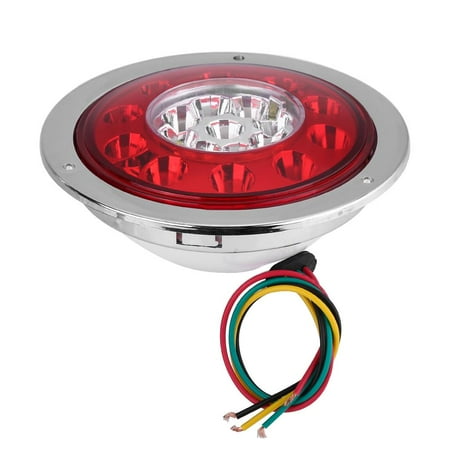 Brake Tail Light,Pair of 4.3 Inch Round 19 LED Truck Trailer Brake Stop Turn Tail Light Chrome Ring Dual Color Brake Tail Light,Pair of 4.3 Inch Round 19 LED Truck Trailer Brake Stop Turn Tail Light Chrome Ring Dual Color